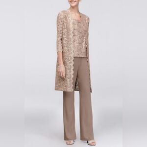 RM Richards Lace 3/4 Sleeve 3-Piece Pants Set